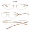 VEVESMUNDO Women's Cat-Eye Reading Glasses, Blue-Light Filter, Spring Hinges, +2.5, Gold view 3