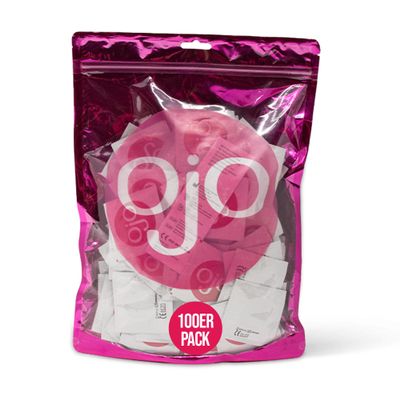 OjO Standard Condoms, 100-Count Pack, Natural and Lifelike, Latex, Reservoir, 53 mm, for Men