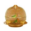 Liudan Hanging Bird Cage with Feeder, Round Gold Metal Cage view 1