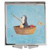 Mr. & Mrs. Panda Square Pocket Mirror, Penguin in Fishing Boat, Silver view 1