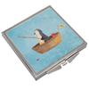 Mr. & Mrs. Panda Square Pocket Mirror, Penguin in Fishing Boat, Silver view 2