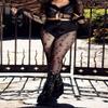 XIUSEMY Women's Sexy Patterned Fishnet Tights, Thigh-High Black Lace Leggings (Black-XYL) view 4