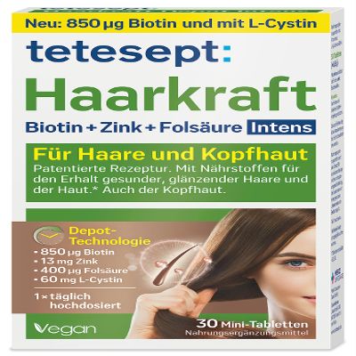 Tetesept Haarkraft Depot Intens Tablets for Shiny Hair, 30 Tablets