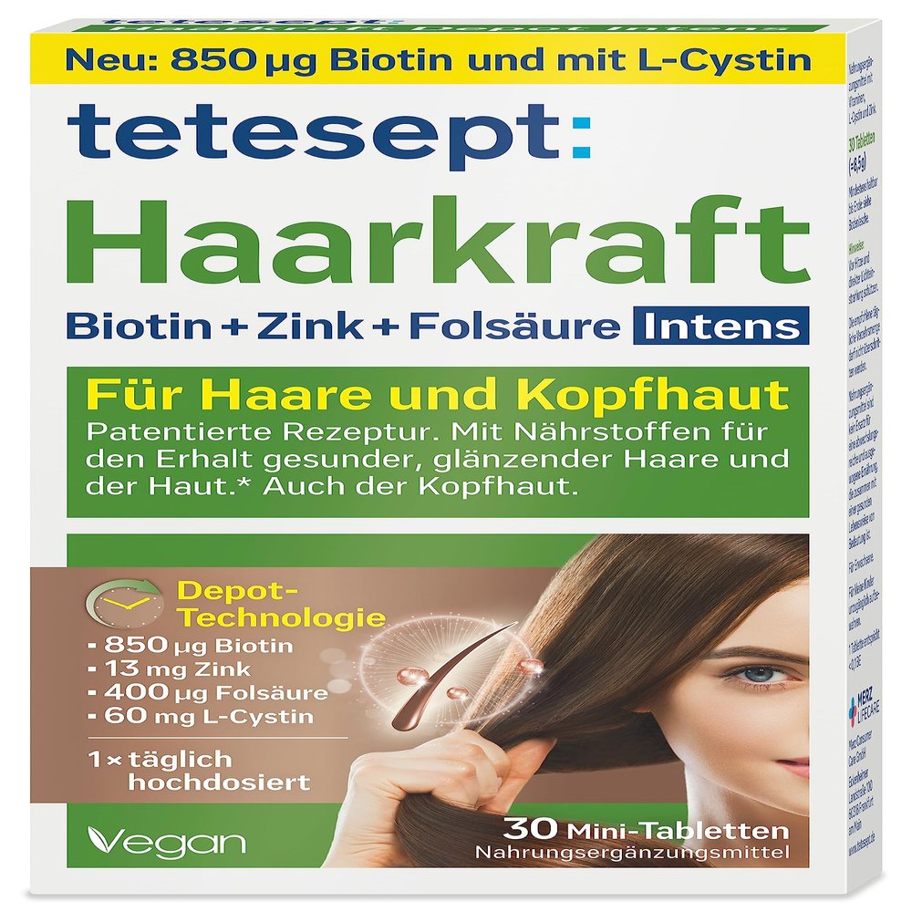 Tetesept Haarkraft Depot Intens Tablets for Shiny Hair, 30 Tablets