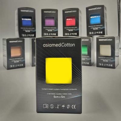 ASIAMED Kinesiology Tape 5 cm x 5 m, Waterproof Cotton, Yellow, 1 Roll