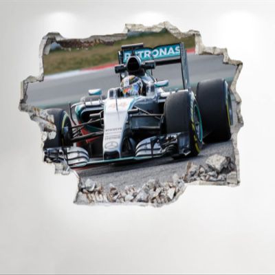 Formula 1 3D-Look Wall Sticker for Boys’ Bedrooms, Mercedes Z113