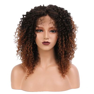 YTOOZ 14-Inch Ombre Brown Wavy Synthetic Lace Front Wig