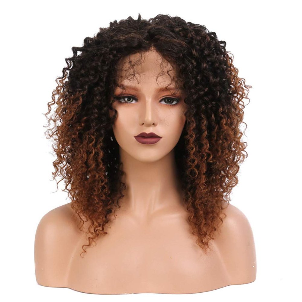 YTOOZ 14-Inch Ombre Brown Wavy Synthetic Lace Front Wig