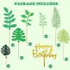 Bymivofun 15-Piece Palm Leaf Cake Toppers, Happy Birthday Cake Topper Set view 2