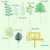 Bymivofun 15-Piece Palm Leaf Cake Toppers, Happy Birthday Cake Topper Set view 3