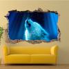 Kuletkear 3D Blue Wolf Wall Sticker, Wall Hole Effect, 113 x 75 cm view 2