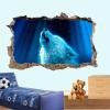 Kuletkear 3D Blue Wolf Wall Sticker, Wall Hole Effect, 113 x 75 cm view 4