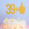 Gold Glitter 39+1 Happy Birthday Cake Topper with Middle-Finger Design view 2