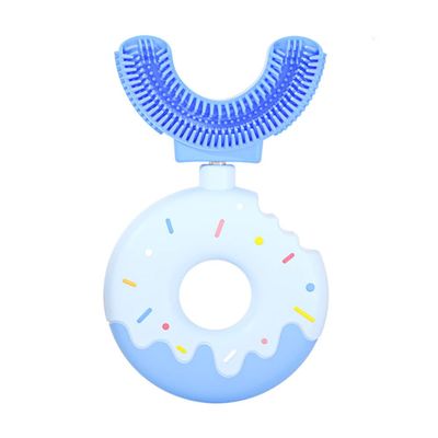 LICHENGTAI U-Shaped Children's Toothbrush, 360° All-Around Cleaning, Soft Silicone Bristles, Ages 2–12, Blue
