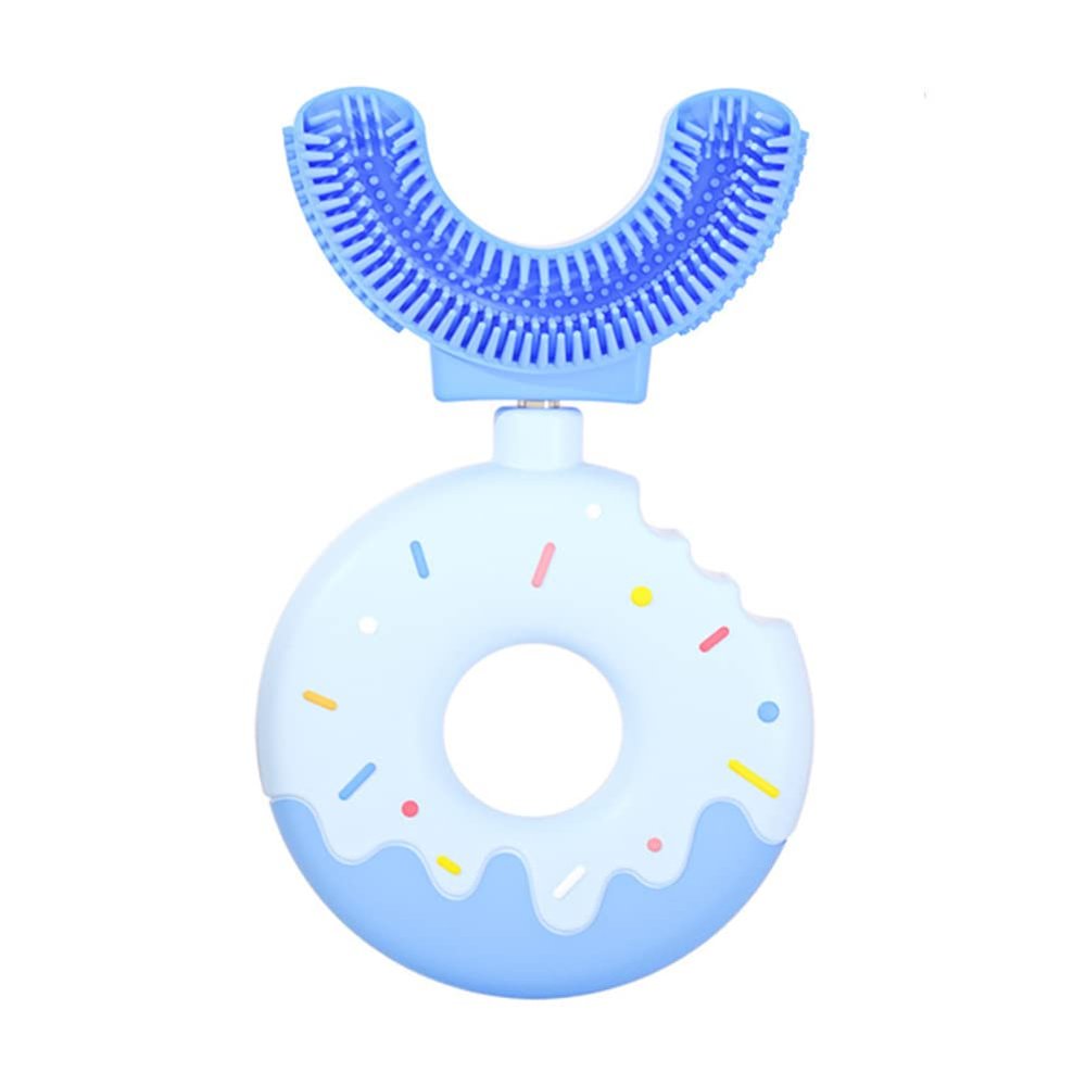 LICHENGTAI U-Shaped Children's Toothbrush, 360° All-Around Cleaning, Soft Silicone Bristles, Ages 2–12, Blue