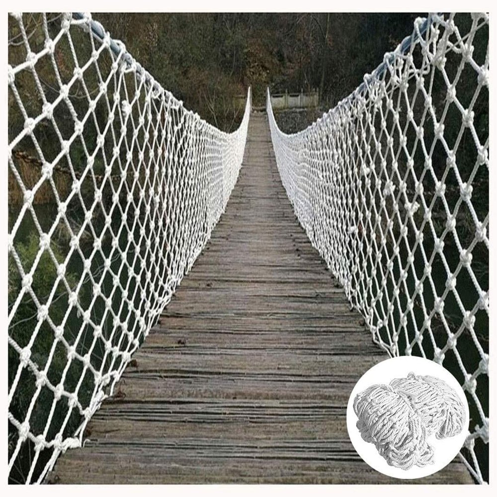 Aocet Balcony Safety Net for Children and Cats, White Nylon, 5 cm Grid, 5 m × 10 m