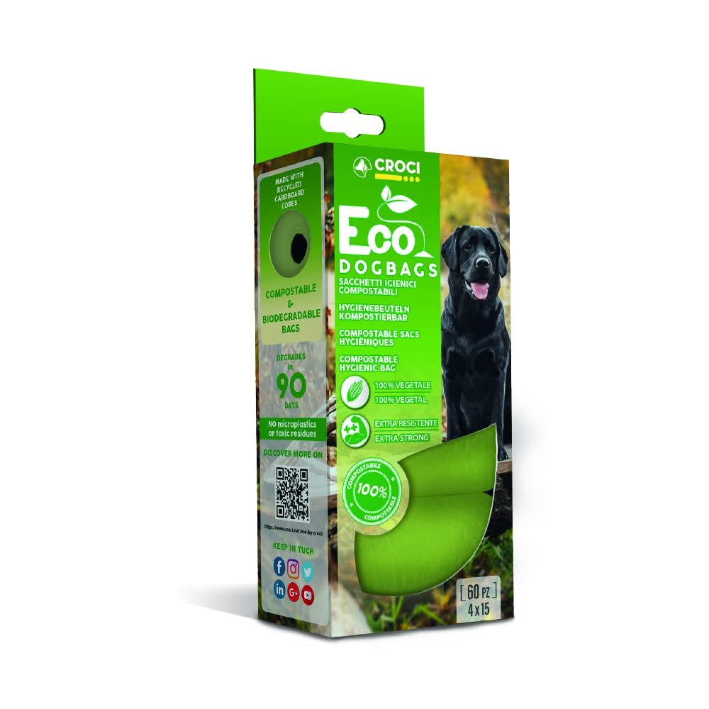 Croci Eco Dog Bags Compostable Dog Waste Bag Refills, 60 Bags