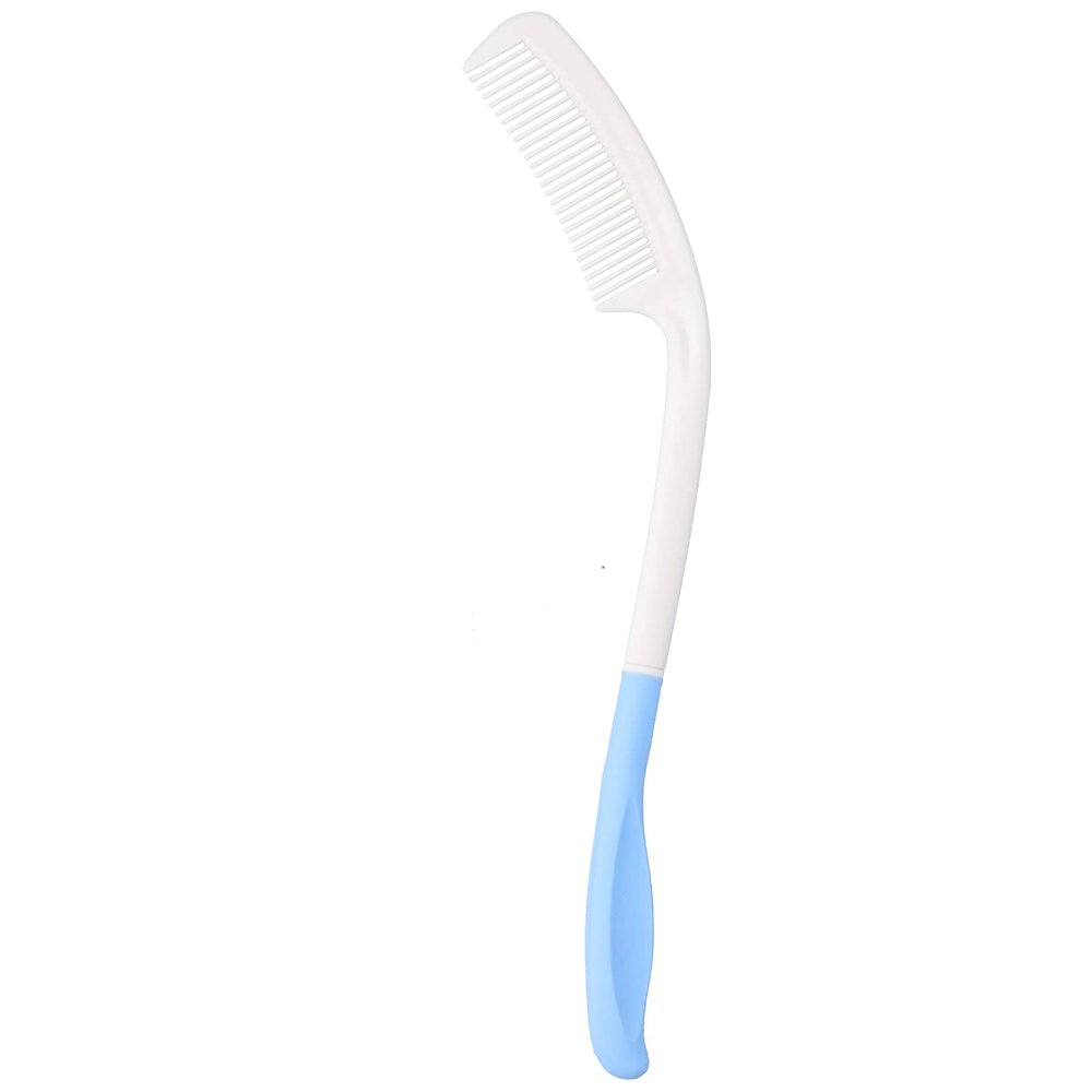 Hair Care Comb for Older Adults, Long-Handle Curved Comb, ABS + Silicone, for People with Hand Disabilities