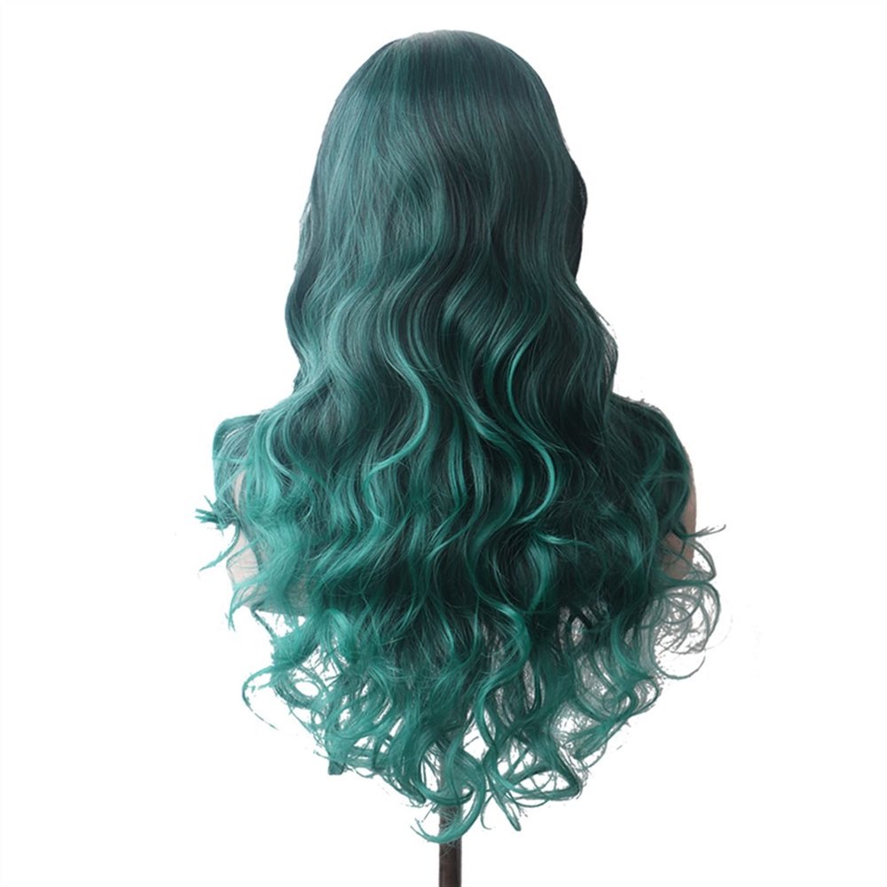 Long Wavy Synthetic Wig for Women, Blue Cosplay Style, T1B/4/27, Size 2