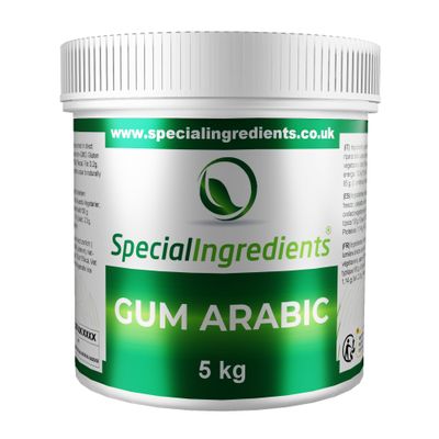 Special Ingredients Gum Arabic Powder (Acacia) 5 kg, Premium Quality, Vegan, GMO-Free, Gluten-Free, Recyclable Container