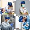 RIEODKFMHD Surgical Cap with Buttons for Long Hair, Space Stars, Rocket and Planets, 2-Pack, Multicolor 07, M/L view 4