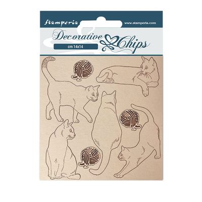 Decorative Chips 14x14 cm - Provence Cats with Wool Balls
