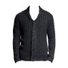 AlpenLife Basics Men's Cable-Knit V-Neck Button-Front Long-Sleeve Cardigan Sweater, Dark Gray, XL view 1