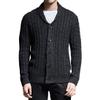 AlpenLife Basics Men's Cable-Knit V-Neck Button-Front Long-Sleeve Cardigan Sweater, Dark Gray, XL view 2