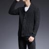 AlpenLife Basics Men's Cable-Knit V-Neck Button-Front Long-Sleeve Cardigan Sweater, Dark Gray, XL view 4