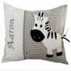 Glückspilz Personalized Name Pillow, Embroidered Baby Pillow, Zebra, Gray, 30 x 45 cm view 1