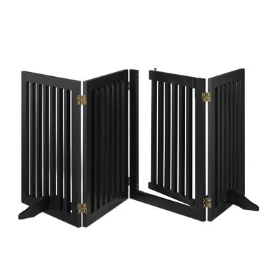 Relaxdays Freestanding Pet Gate with Door, Black