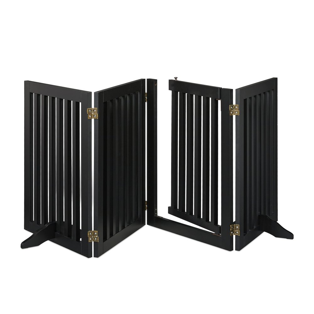 Relaxdays Freestanding Pet Gate with Door, Black