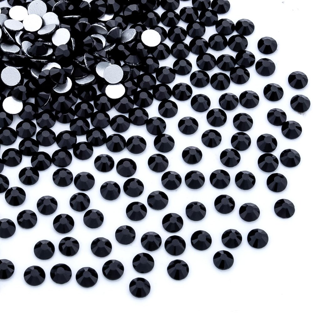 SS30 Glass Flat-Back Rhinestones for Nail Art, Crafts and Decoration, Black, 288 Pieces