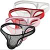 Faringoto Satin Boxer Shorts for Men, Mesh Thong, Sheer Bikini Bulge Pouch, Low Rise, T-Back G-String Underwear view 1
