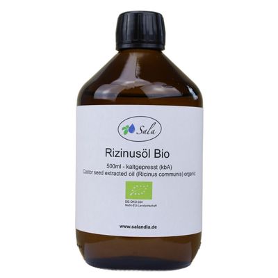 Sala Organic Cold-Pressed Castor Oil, 500 ml Glass Bottle