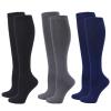 Compression Socks for Women and Men, 2 Pairs, 20–25 mmHg, Knee-High, Black/Blue/Gray, L/XL view 1
