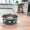 Stainless Steel Food and Water Bowl with Non-Slip Silicone Coating, 16 x 6 cm view 2