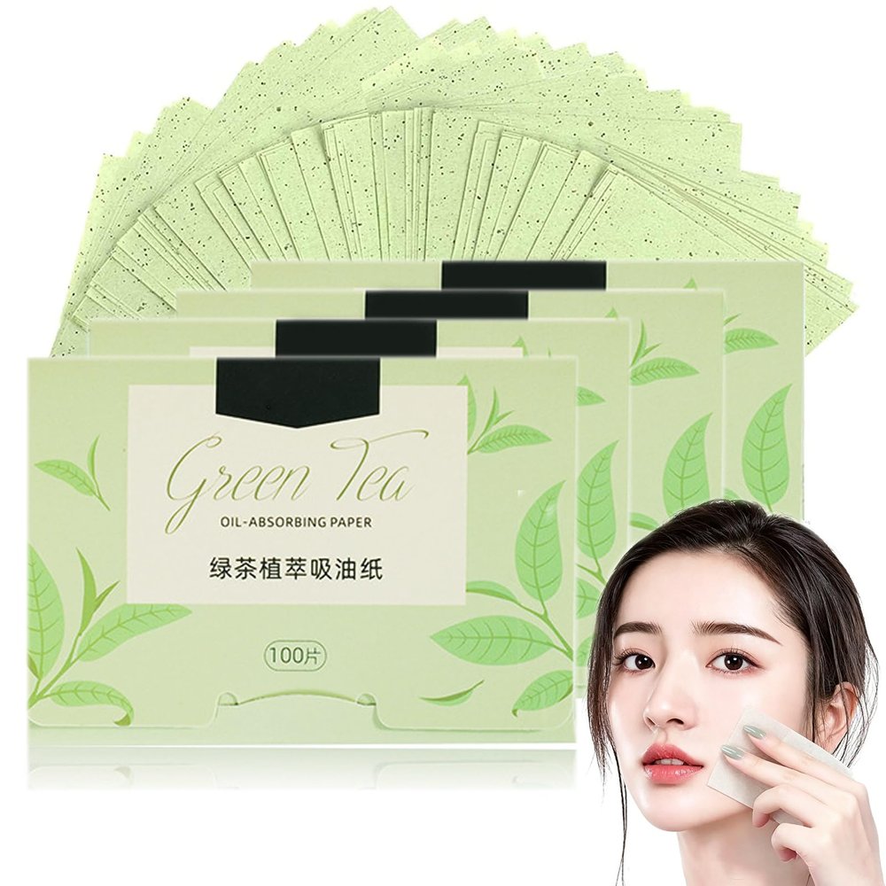 4-Pack Green Tea Facial Oil Blotting Papers, 400 Sheets