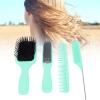 4-Piece Hair Comb and Styling Brush Set, Green view 2