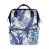LDIYEU Green and White Leaf Plant Diaper Bag Travel Backpack view 1