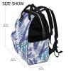 LDIYEU Green and White Leaf Plant Diaper Bag Travel Backpack view 2