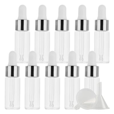 ZEOABSY 20-Pack 10 mL Mini Clear Glass Dropper Bottles with Silver Rings