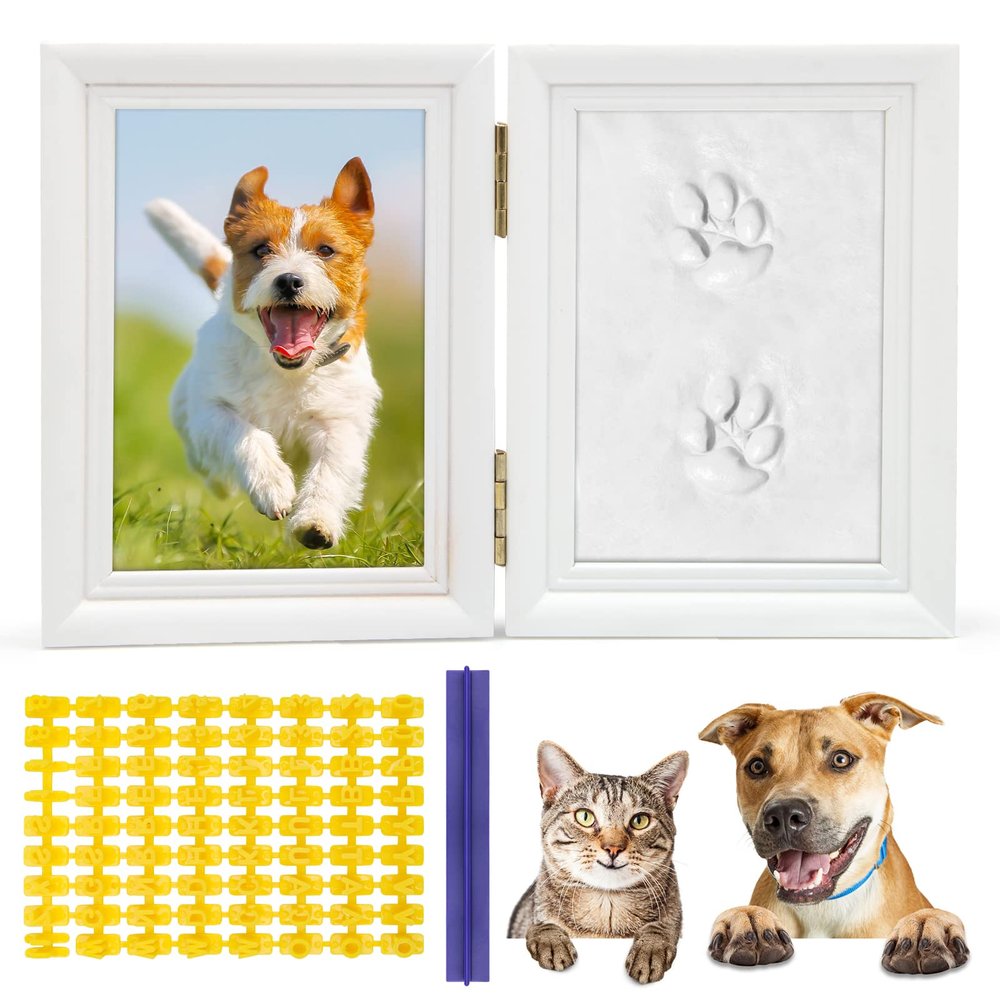 Coldairsoap Pet Pawprint Keepsake Kit with Wooden Dog Picture Frame
