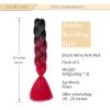 Gairyan Jumbo Braids Extensions, Synthetic Hair, 5-Piece, 24 in, Ombre, Black/Wine Red/Red view 2