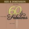 Siipoo 60 & Fabulous Birthday Cake Topper, Black and Gold Glitter view 3