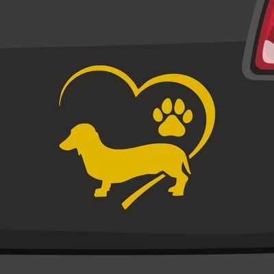 Short-Haired Dachshund Heart Sticker – 6 Sizes, 21 Colors