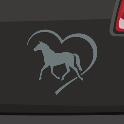 Horse Heart Sticker - 6.5x6cm - Gray