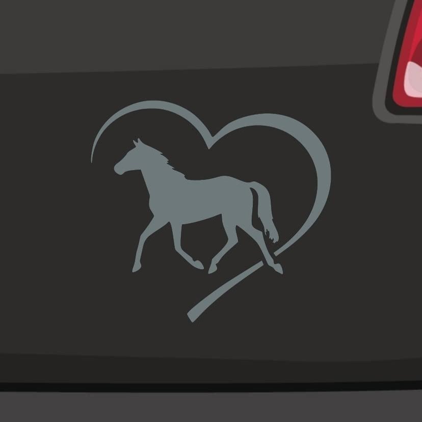 Horse Heart Sticker - 6.5x6cm - Gray