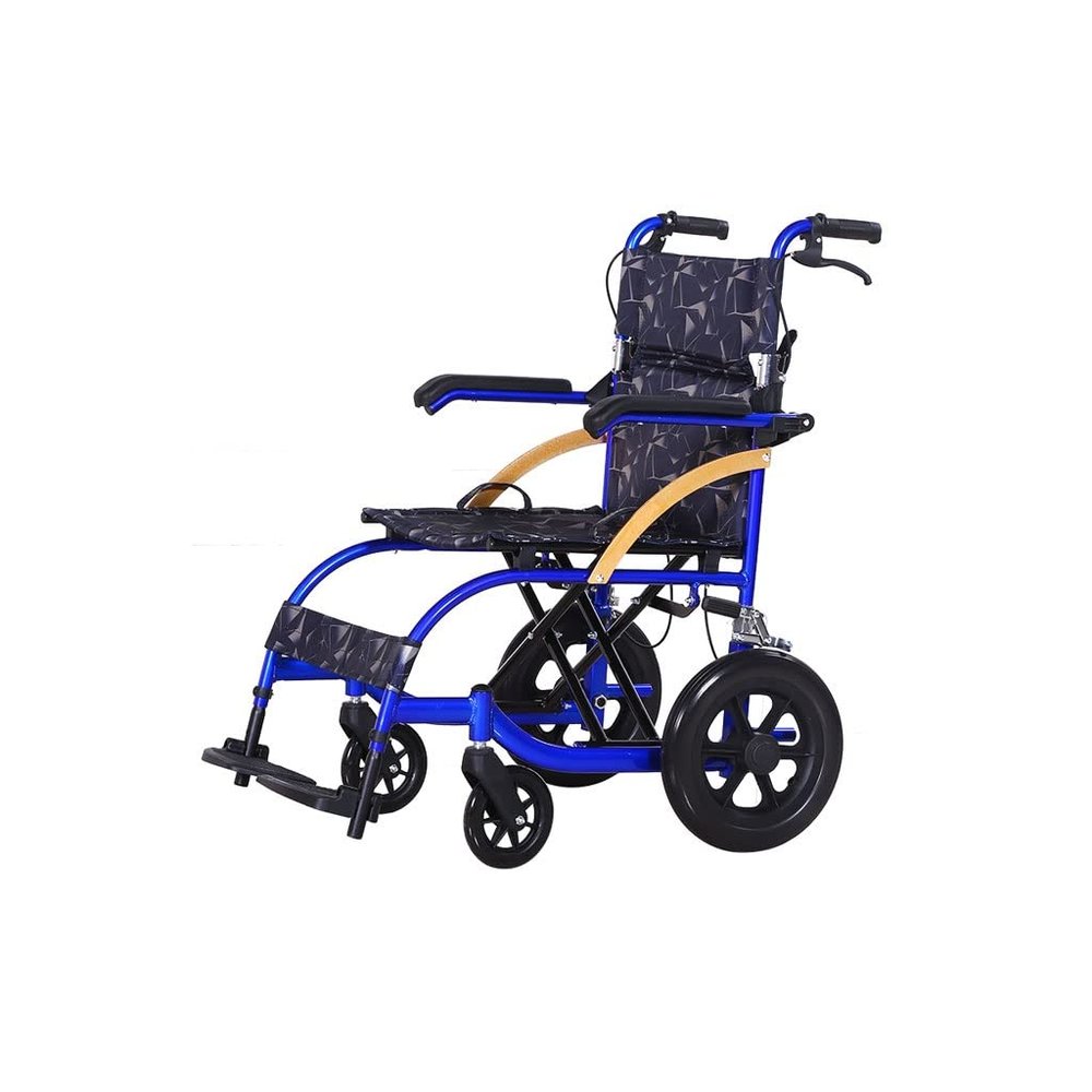 ZZTWER Lightweight Folding Transport Wheelchair with Flip-Back Armrests, Color B