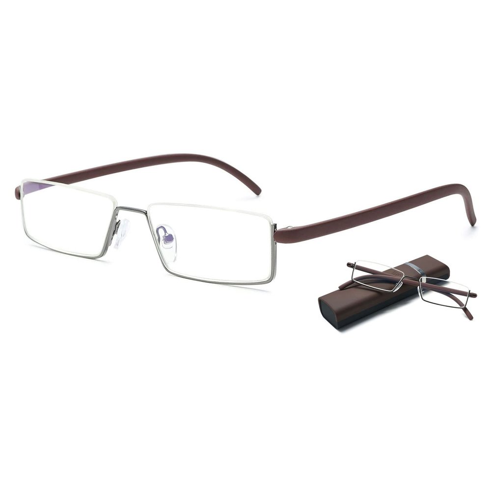 VEVESMUNDO Blue-Light Reading Glasses with Case, Brown, +1.0
